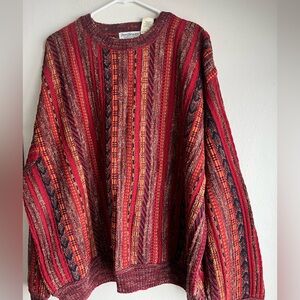 Norm Thompson Lana Wool/Acrylic Vintage Multicolor Striped Sweater